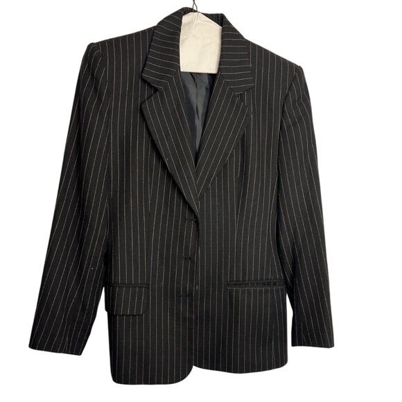 Vtg The Villager Womens Single Breasted Blazer Sz 4 Pinstripe Preppy Work - Picture 1 of 8